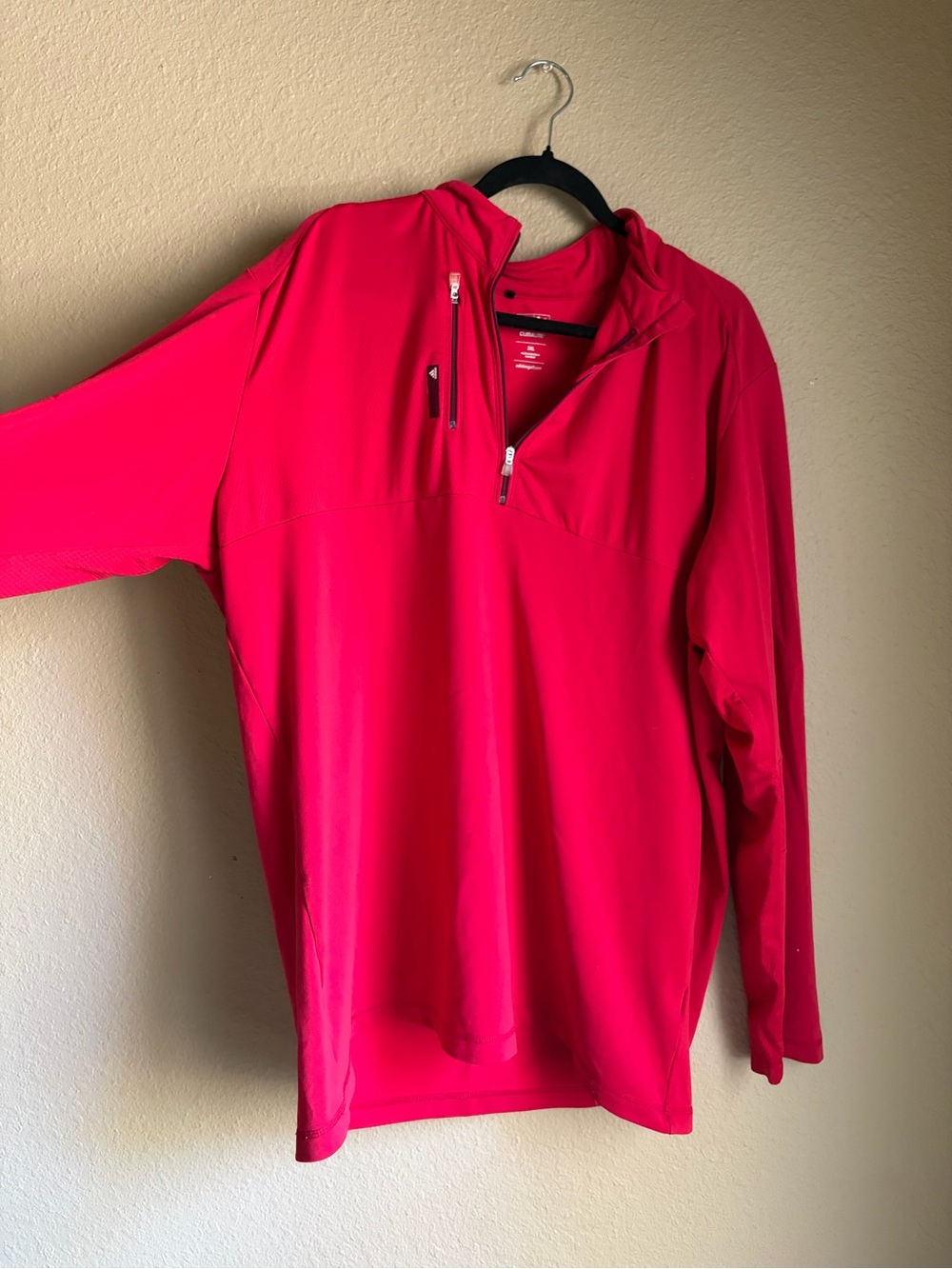 Mens Red Adidas Climalite Half-Zip Hoodie- XXL